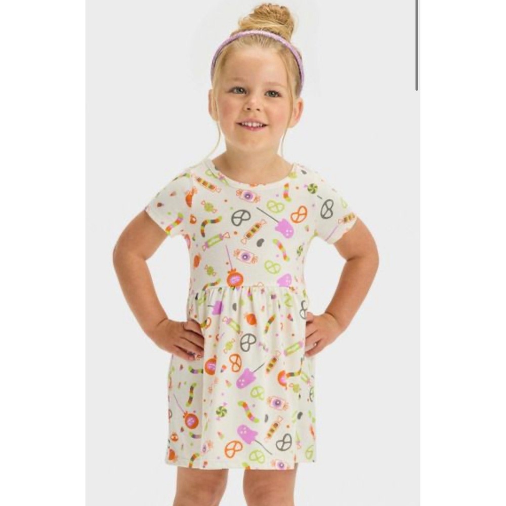 Halloween Candy Print Short Sleeve Dress 18m Toddler